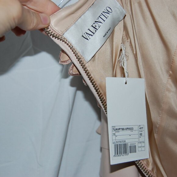 Valentino ❤️ RUNWAY Light Pink Nude Real Leather 3D floral Flower Dress Size 2 - Picture 13 of 15